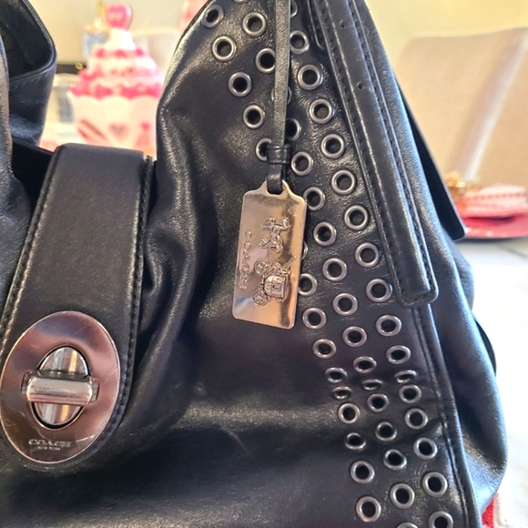 Coach Black Shoulder Bag with Silver Accents - Picture 2 of 10